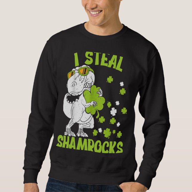 Sweatshirt I Steal Shamrocks st patrick jour Dinosaur 5 (Devant)