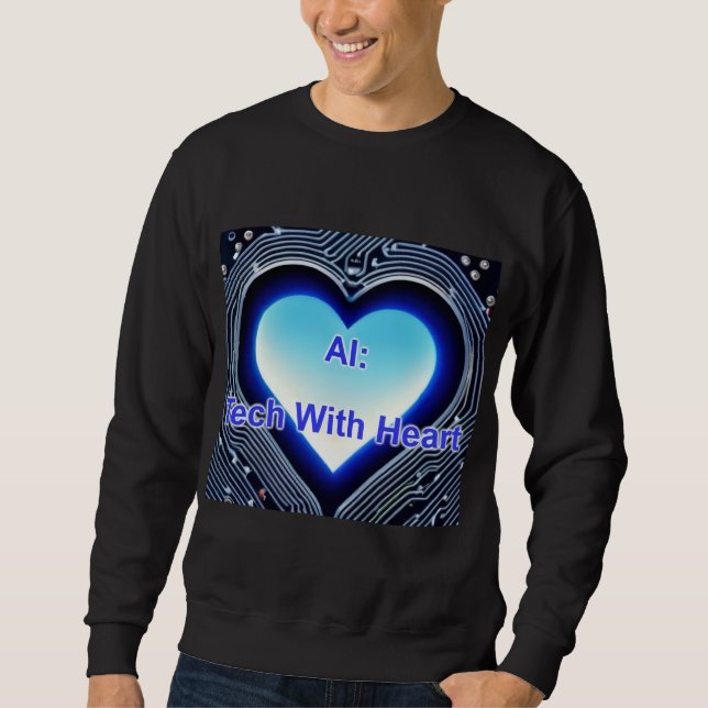 Sweatshirt IA : Technologie avec cœur Hommes Noir (Devant)