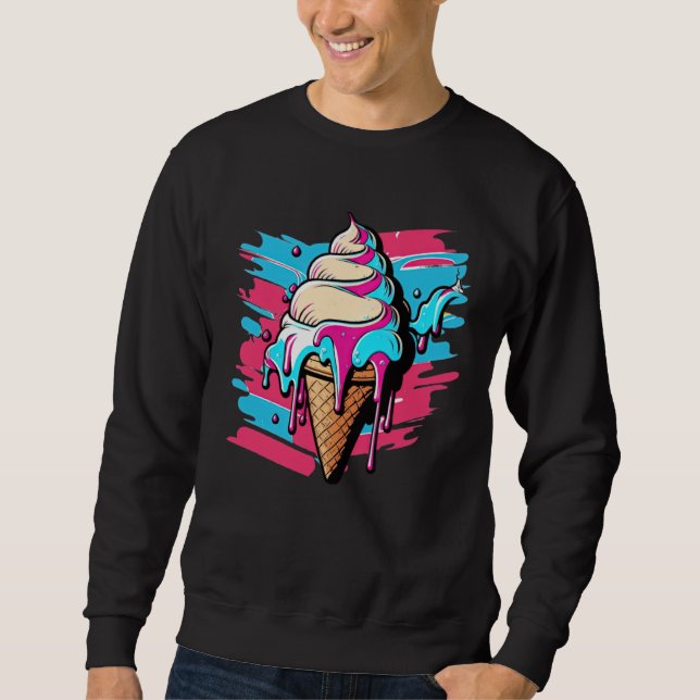 Sweatshirt Ice Cream Synthwave 80s Retrowave Aesthetic  1 (Devant)