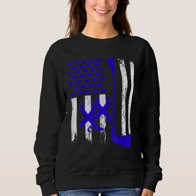 Sweatshirt Ice Hockey Blue USA Flag Diabetes Awareness Month  (Devant)