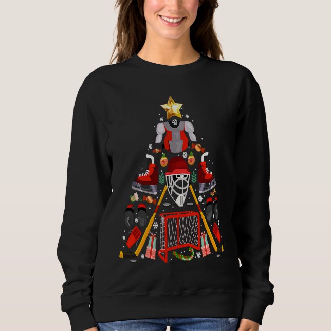 Sweatshirt Ice Hockey Christmas Tree Funny X Mas Hockey Playe (Devant)