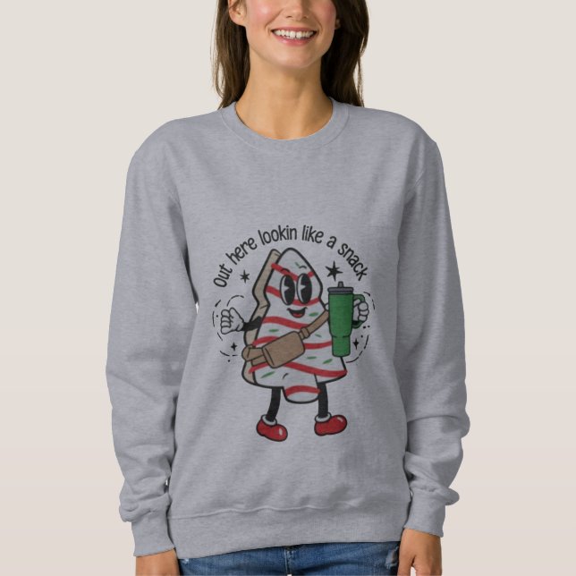 Sweatshirt Ici dehors ressemblant à un gâteau en forme de sap (Devant)