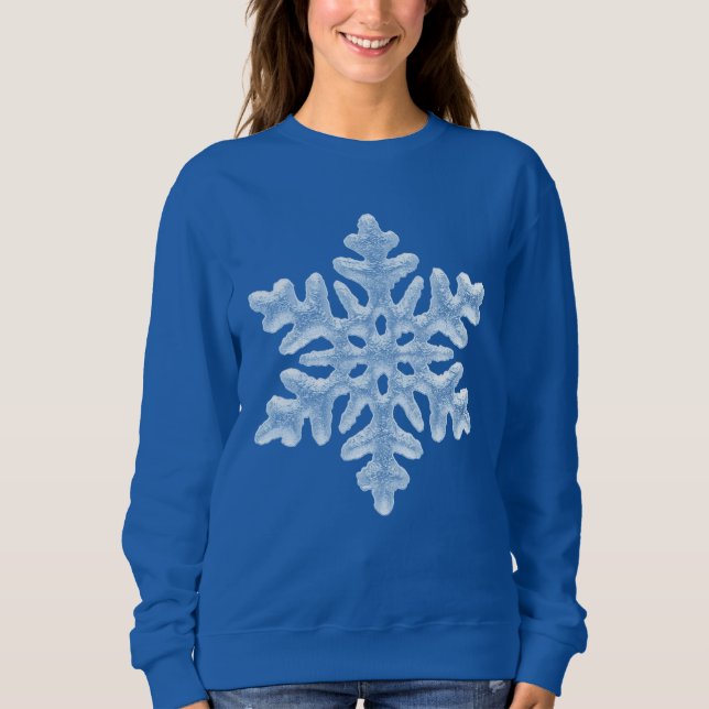 Sweatshirt Icy White Frozen Snowflake Élégant Joyeux Noël (Devant)