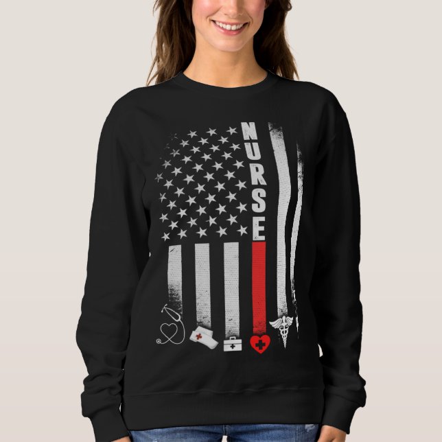 Sweatshirt Idée de journée des infirmières du drapeau américa (Devant)