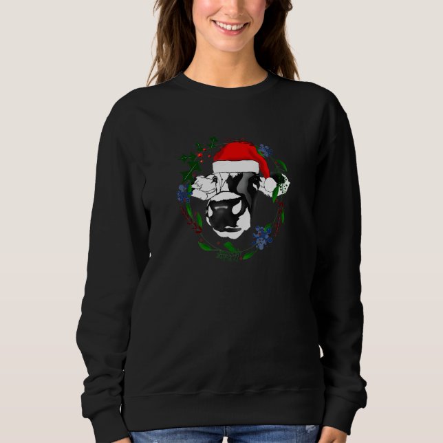 Sweatshirt Idée de Noël de vache pour animal (Devant)