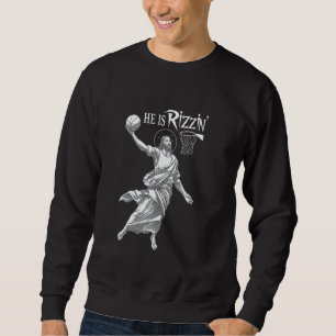 Sweatshirt Il est drôle de Rizzin Jésus Mème de basketball Ré