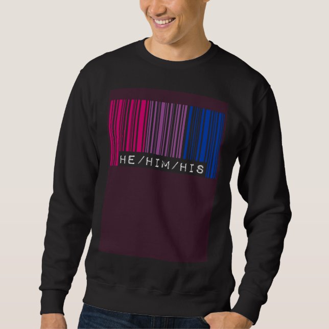 Sweatshirt Il Lui Ses Pronoms Drapeau de Fierté Bisexuel Code (Devant)