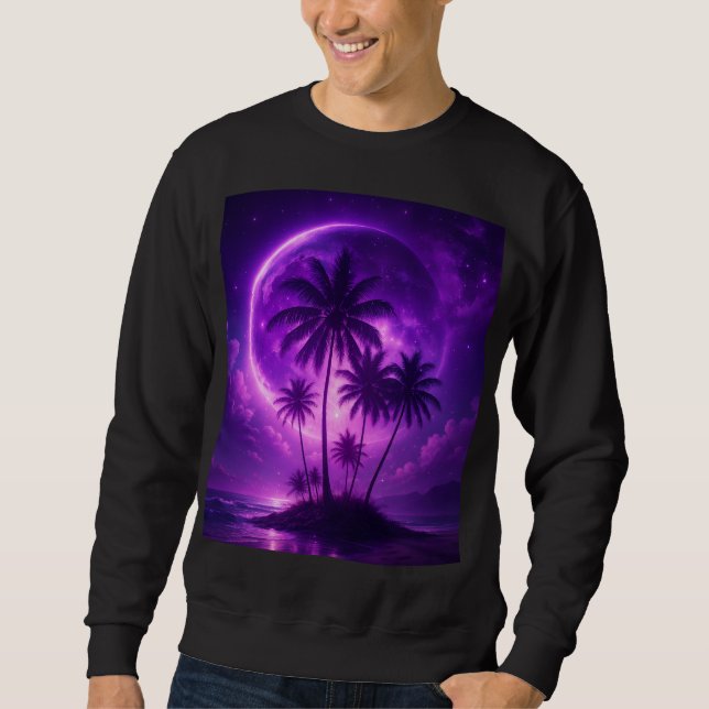 Sweatshirt Île de la Lune Violette Paysage de Rêve (Devant)