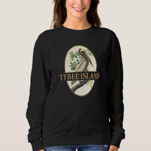 Sweatshirt Île de Tybee Géorgie conception de pélican vintage