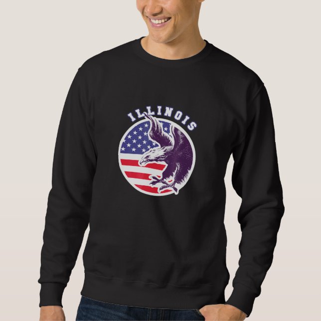 Sweatshirt Illinois American Patriot Veteran Eagle Pride Stat (Devant)