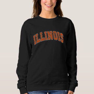 Sweatshirt Illinois IL Vintage Sports sportifs Design Orange