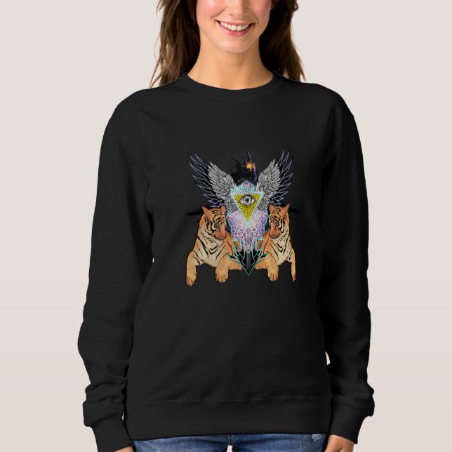 Sweatshirt Illuminati Graphique Œil Ailé Mystique Avec Corbea (Devant)