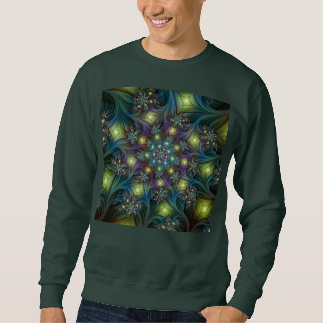 Sweatshirt Illuminé Abstrait brillant Turquoise violet Fracta (Devant)