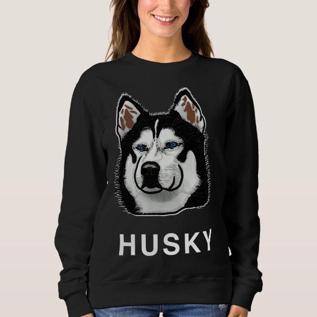 Sweatshirt Illustration Blue Eyed Husky Relaxée (Devant)