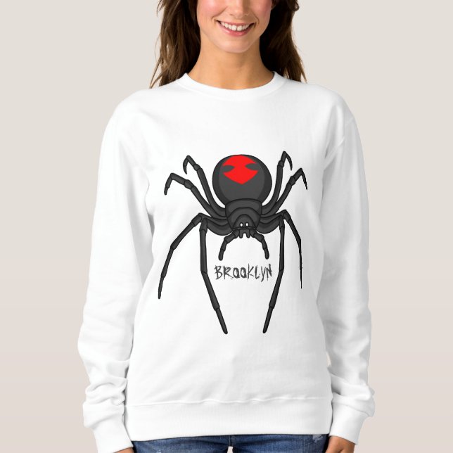 Sweatshirt Illustration d'araignée noire effrayante (Devant)