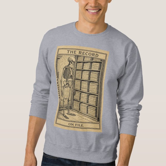 Sweatshirt Illustration d'archive de squelette enregistrement (Devant)