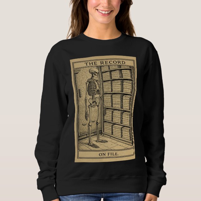 Sweatshirt Illustration d'archive de squelette enregistrement (Devant)
