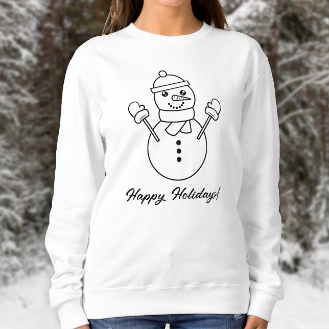 Sweatshirt Illustration D'Art De Ligne Snowman Avec Texte Per (Festive design for the Holiday season.)