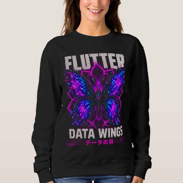 Sweatshirt Illustration Data Wings – Papillon numérique et né (Devant)