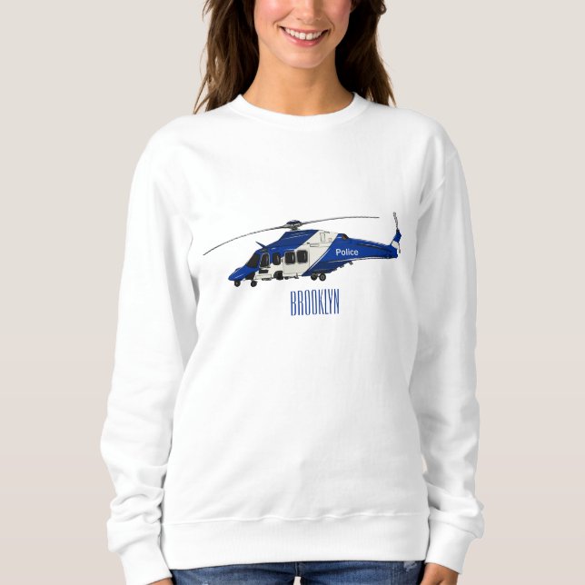 Sweatshirt illustration de bande dessinée d'hélicoptère de po (Devant)
