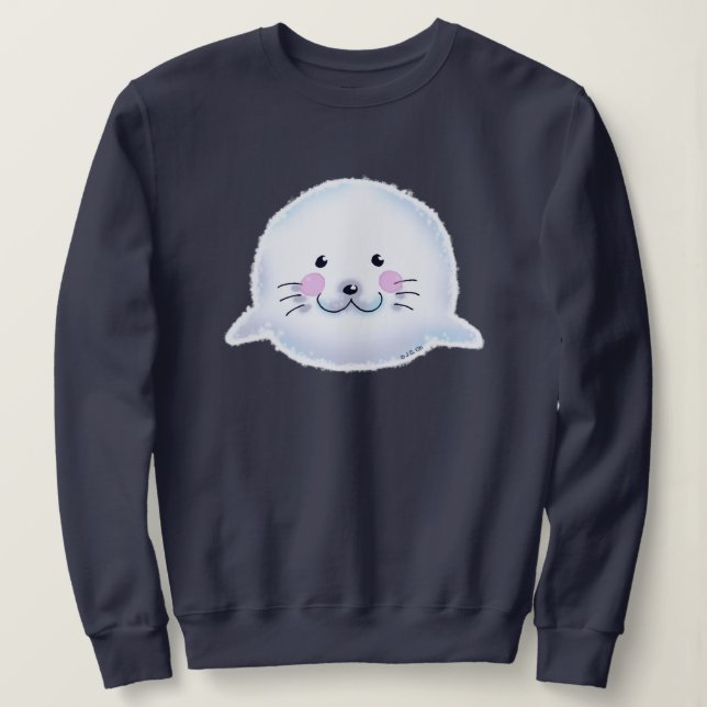Sweatshirt Illustration de bébé phoque mignon et duveteux (Design devant)