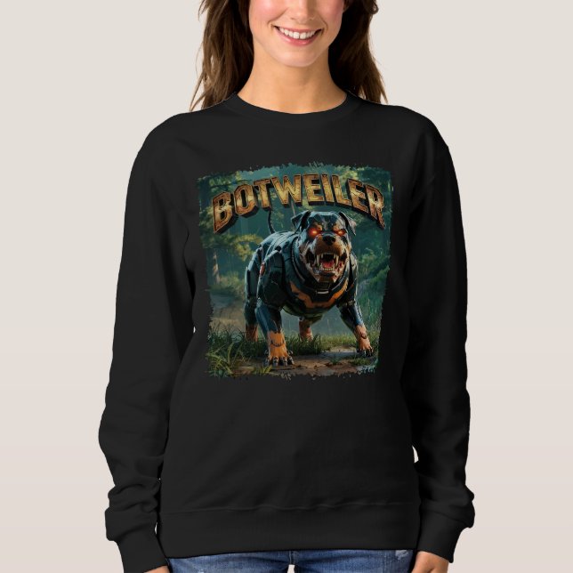 Sweatshirt Illustration de Botweiler – Rottweiler Robot Drôle (Devant)