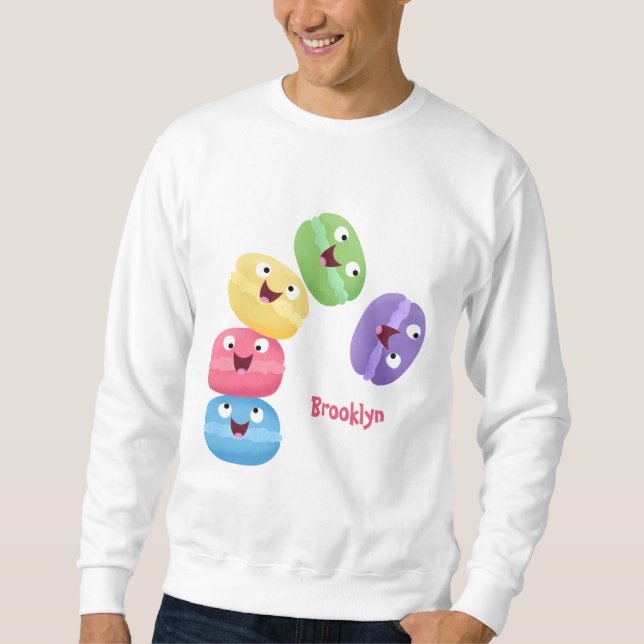 Sweatshirt Illustration de caricature de macarons marrant mig (Devant)