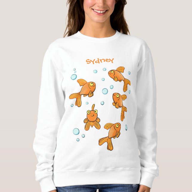 Sweatshirt Illustration de caricature de poisson rouge orange (Devant)