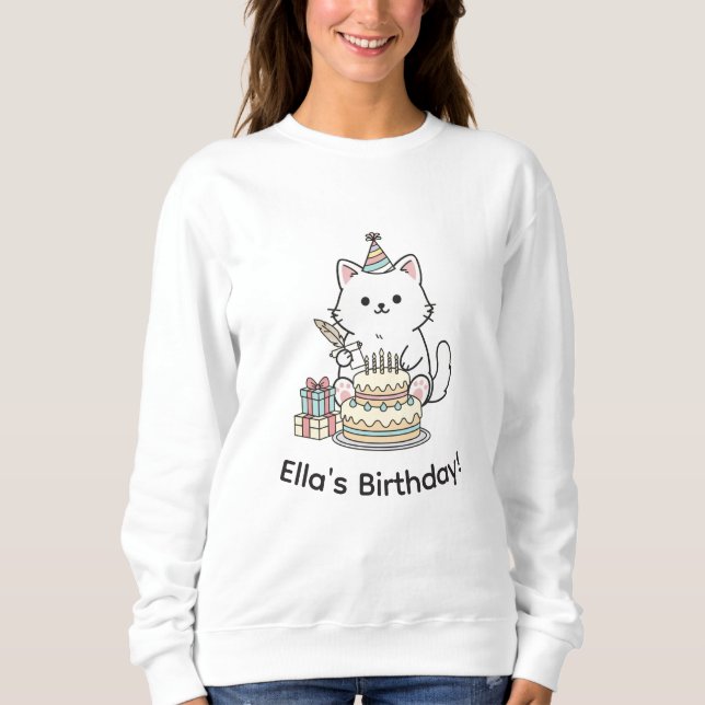 Sweatshirt Illustration de chapeau de fête de gâteau d'annive (Devant)