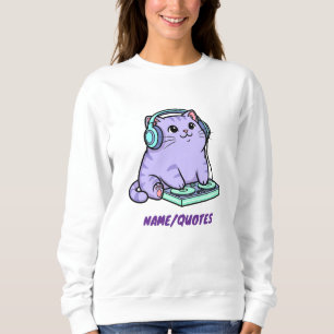 Sweatshirt Illustration de chat DJ mignon de style Kawaii