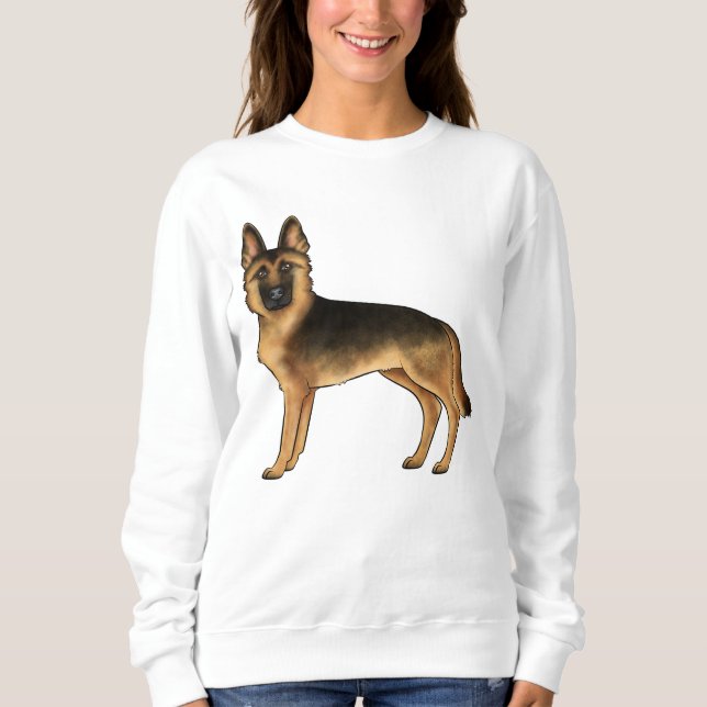 Sweatshirt Illustration de Chien Berger Allemand Noir et Feu (Devant)