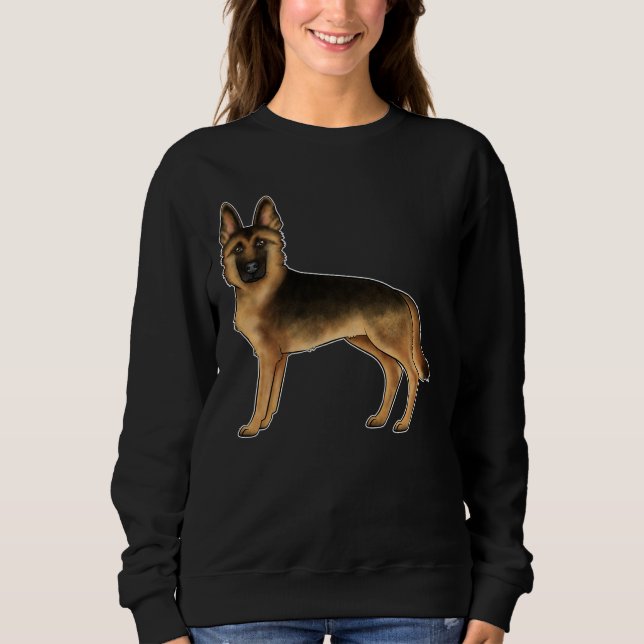 Sweatshirt Illustration de Chien Berger Allemand Noir et Feu (Devant)
