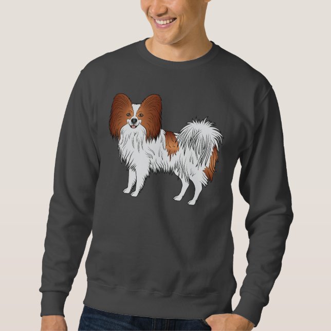 Sweatshirt Illustration de chien de dessin animé Papillon rou (Devant)