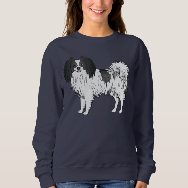 Sweatshirt Illustration de chien de dessin animé Phalène noir (Devant)