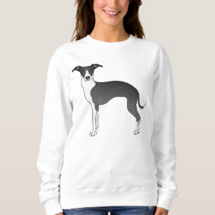 Sweatshirt Illustration de chien gris italien noir et blanc