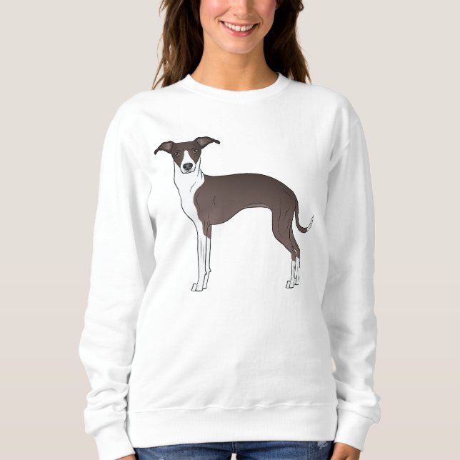 Sweatshirt Illustration de chien italien gris et blanc (Devant)