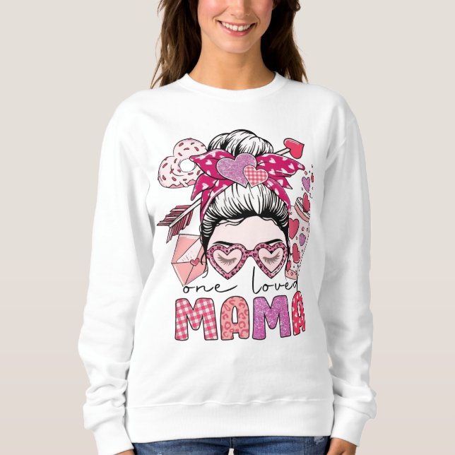 Sweatshirt Illustration de chignon désordonné de maman aimée (Devant)
