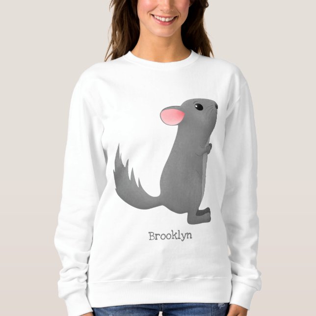 Sweatshirt Illustration de chinchilla gris mignon (Devant)