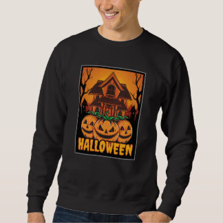 Sweatshirt Illustration de citrouille de maison hantée Hallow