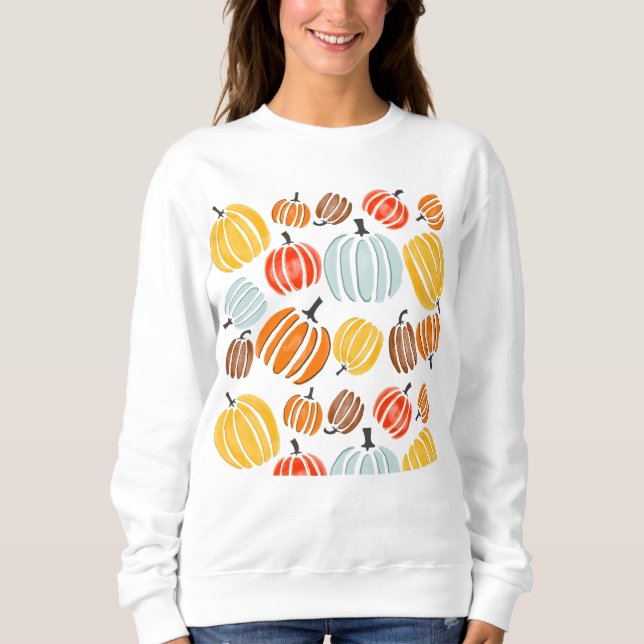 Sweatshirt Illustration de citrouilles aquarelles colorées, c (Devant)
