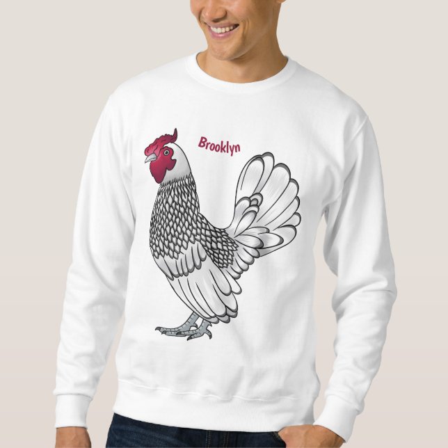 Sweatshirt illustration de coq Sebright de dessin animé  (Devant)