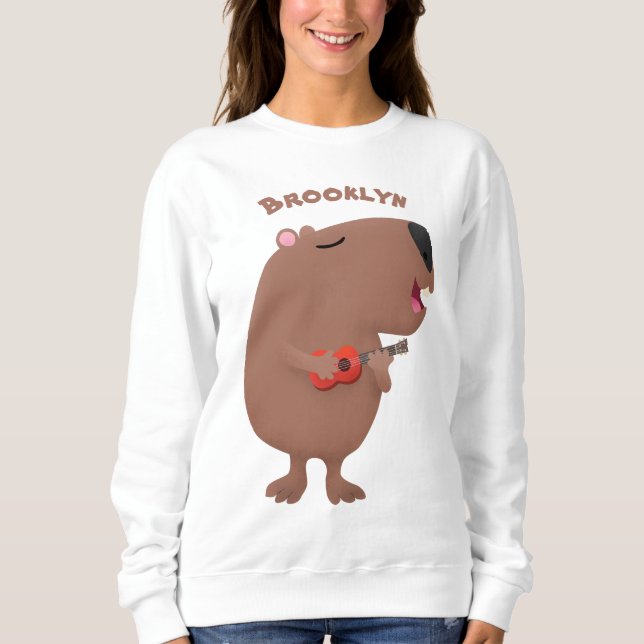 Sweatshirt Illustration de dessin animé de capybara ukulele (Devant)