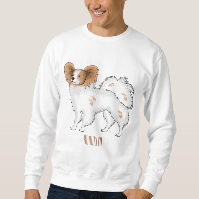 Sweatshirt Illustration de dessin animé de chien papillon (Devant)
