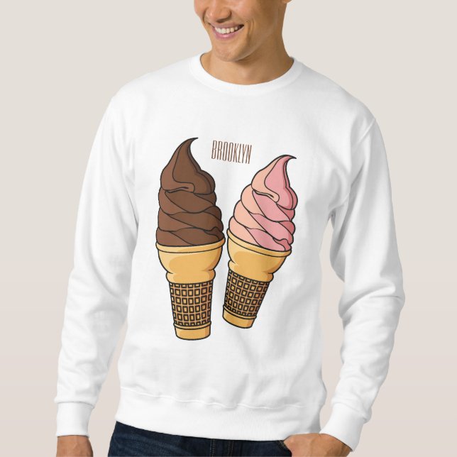 Sweatshirt Illustration de dessin animé de cône de glace (Devant)