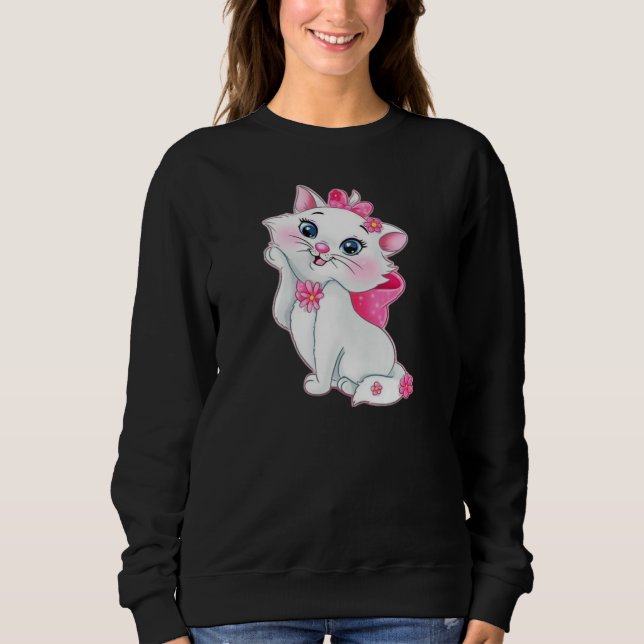 Sweatshirt Illustration de dessin animé de Marie la chatte bl (Devant)
