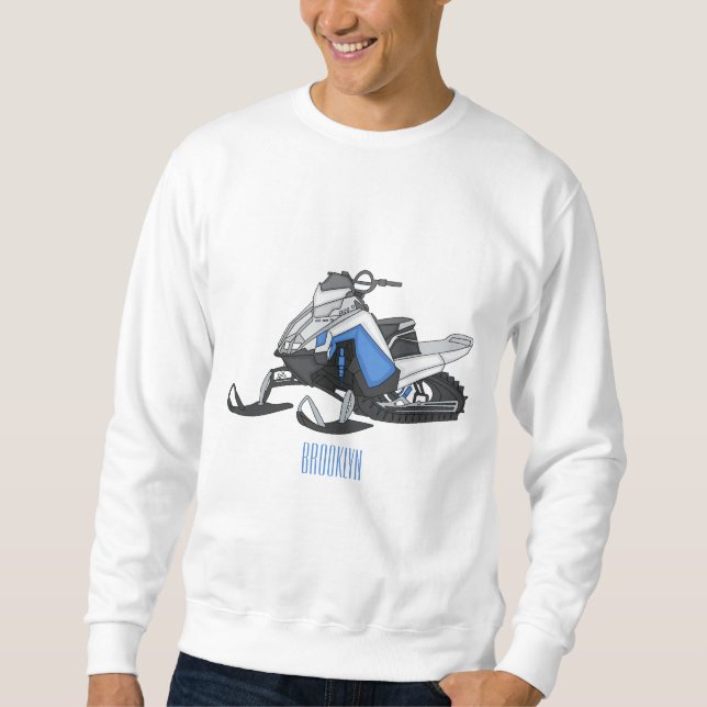 Sweatshirt Illustration de dessin animé de motoneige (Devant)