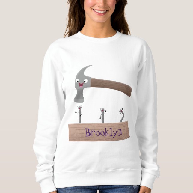 Sweatshirt Illustration de dessin animé d'un marteau et de cl (Devant)