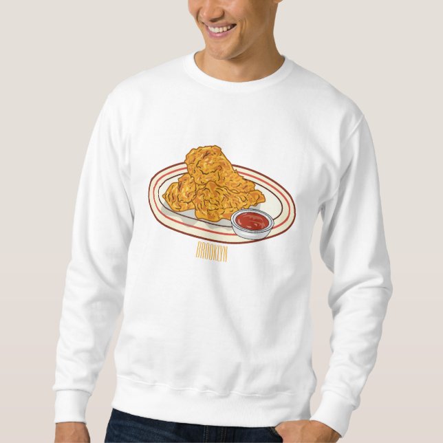 Sweatshirt Illustration de dessin animé sur le poulet frit (Devant)