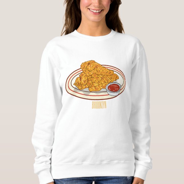 Sweatshirt Illustration de dessin animé sur le poulet frit (Devant)