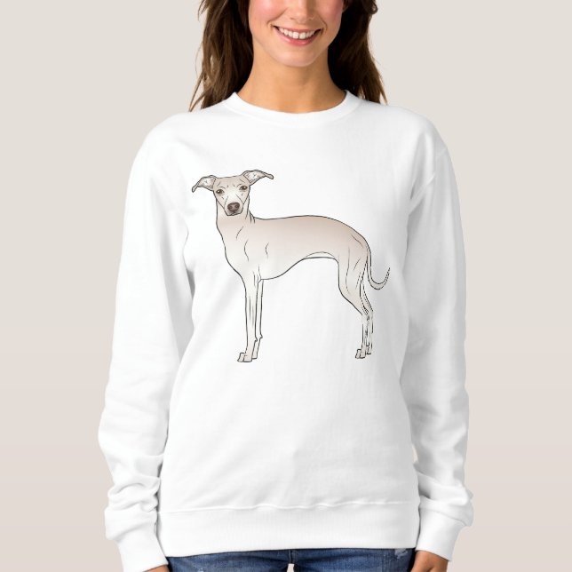 Sweatshirt Illustration de dessin de chien gris italien Cream (Devant)